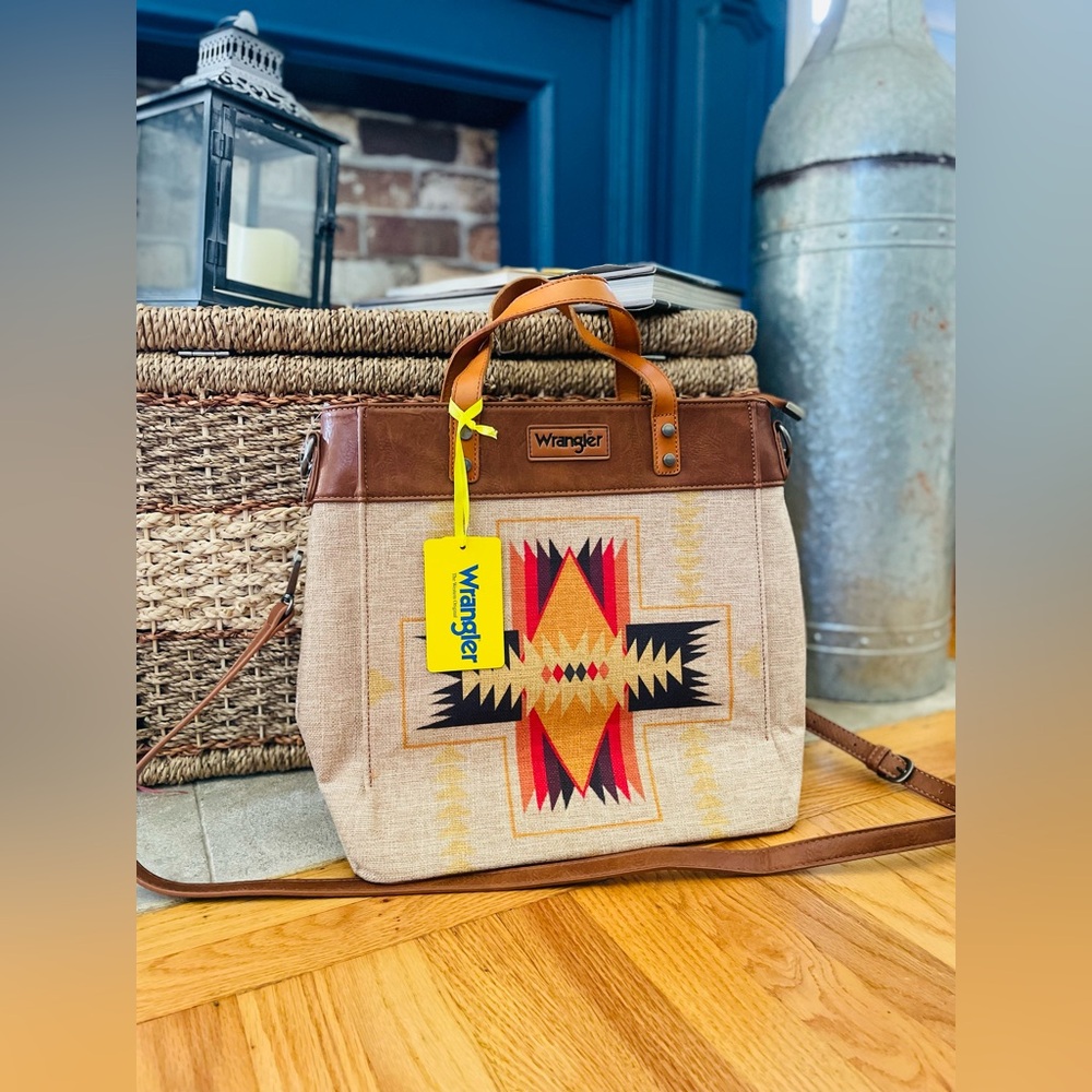 Wrangler Aztec Tote Bag Art Print Canvas,Crossbody bag,NWT
